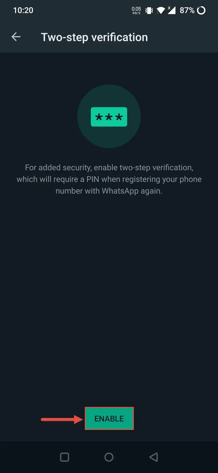WhatsApp enable