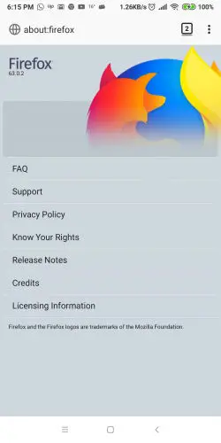 About Firefox on Android