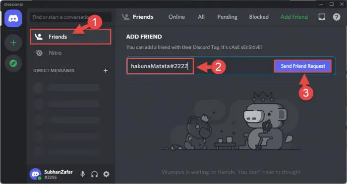 Add friends to Discord