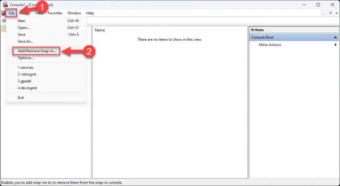 Add or remove snapins in MMC