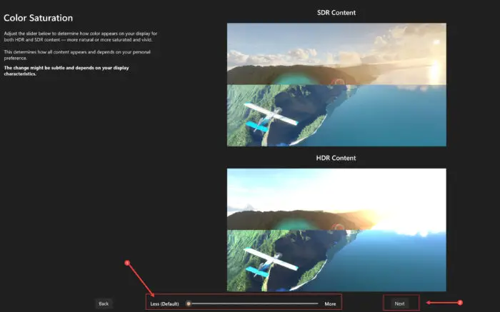 Adjust the color saturation using Windows HDR Calibration app