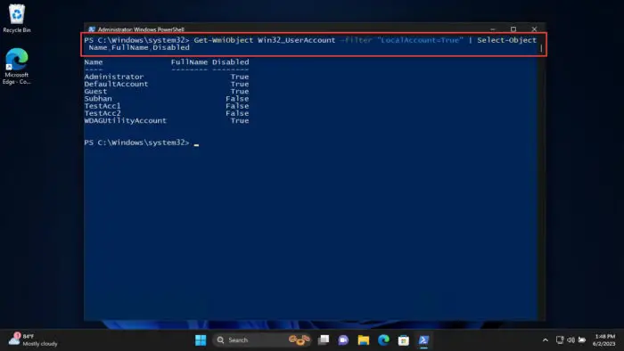 Alternative command to view all user accounts in PowerShell