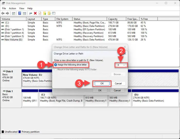 AssignChange the drive letter