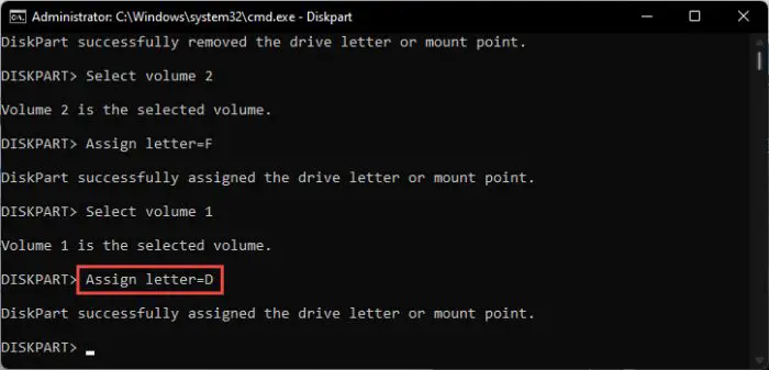 Assign the secondary drive's letter to the primary drive