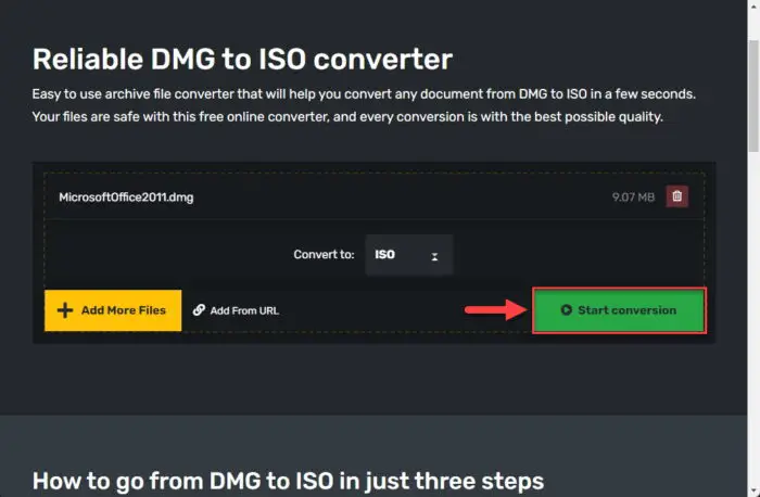 Begin DMG to ISO conversion