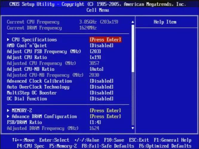 BIOS Setup with Overclocking options