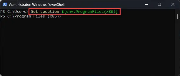 Change directory in PowerShell using Environmental Variable