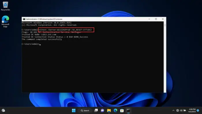 Change Domain Controller from Command Prompt