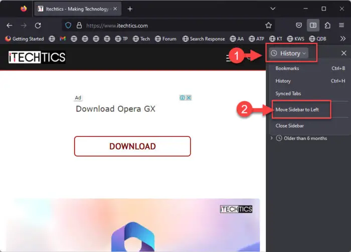 Change sidebar location in Firefox