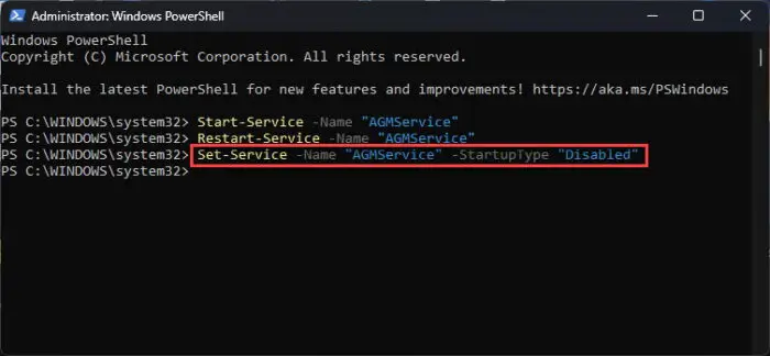 Change startup type of Windows Service from PowerShell