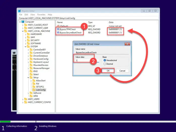 Change the Value Data for the DWORDs to 1