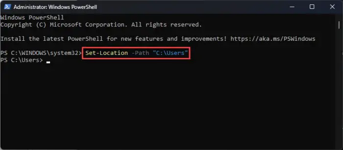 Change to different directory/folder in PowerShell