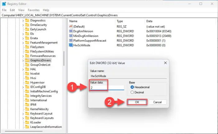 Change Value Data to enable GPU hardware acceleration