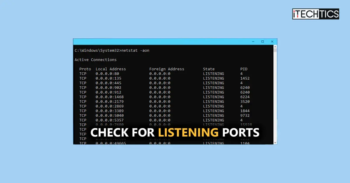 Check for listening ports CMD