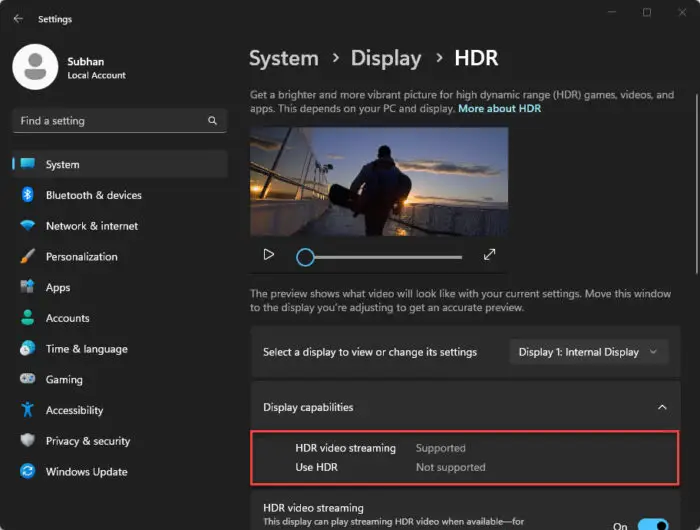 Check if HDR is supported