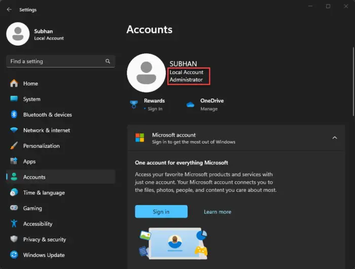 Check whether you are signed in with local or administrative account