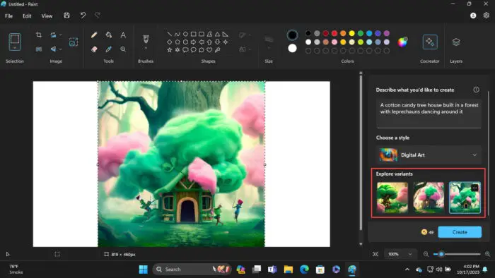 Paint Cocreator in Windows 11 23H2
