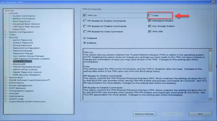 Clear TPM from firmware