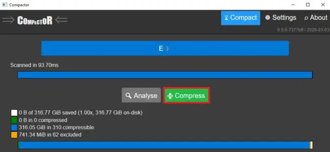 Begin compression using Compact