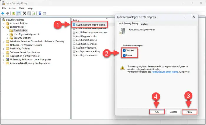 Configure first audit policy