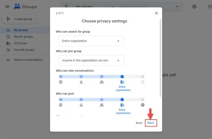 configure group privacy