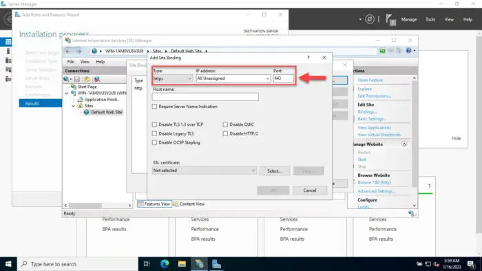 Configure https binding