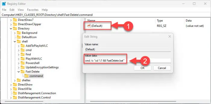 Configure the Default string for command key