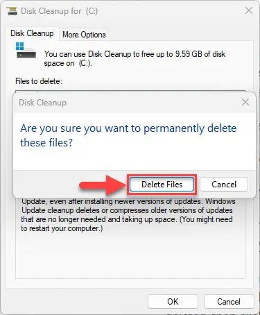 Confirm temporary file deletion