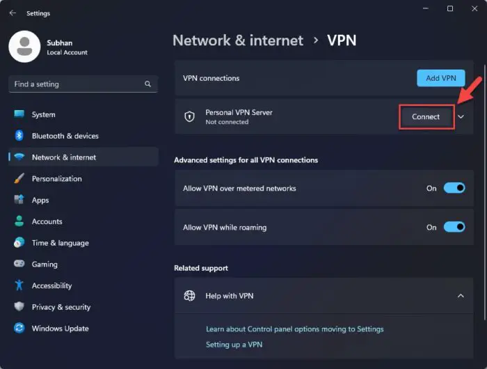 Connect to a VPN