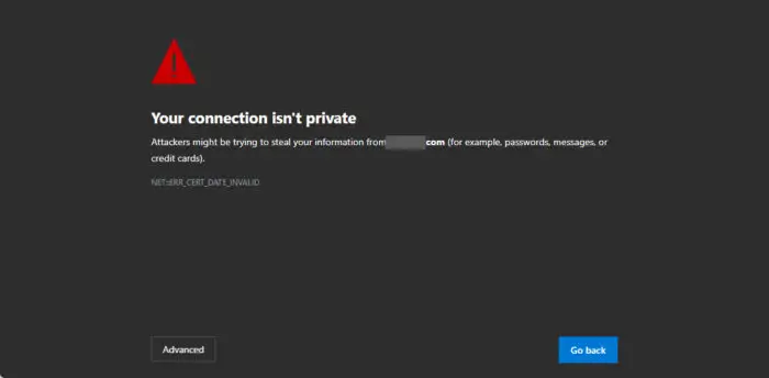Connection isnt private error message in Edge