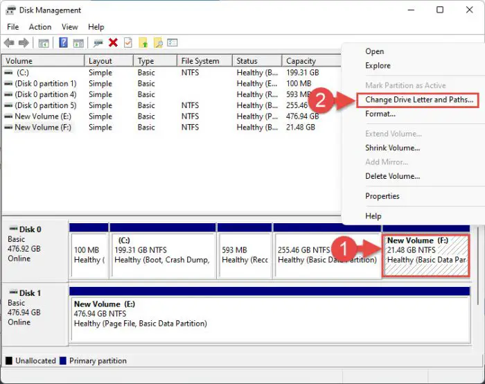 Change the drive letter of the secondary drive