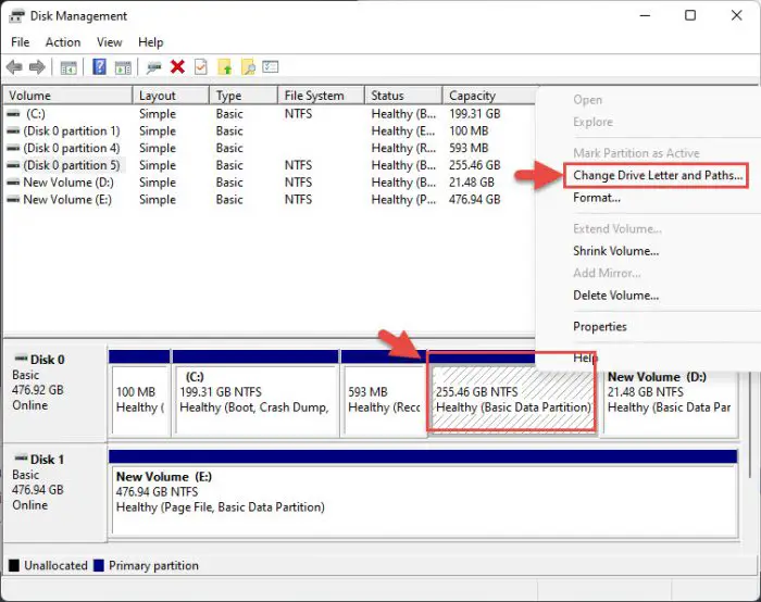 Change the drive letter of the primary drive again