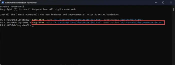 Copy a file while renaming it using PowerShell