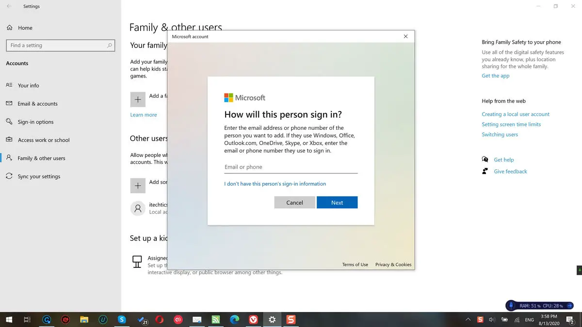 Create and manage local users in Windows 10 Home