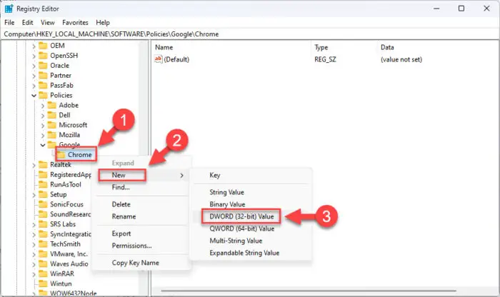 Create the IncognitoModeAvailability value