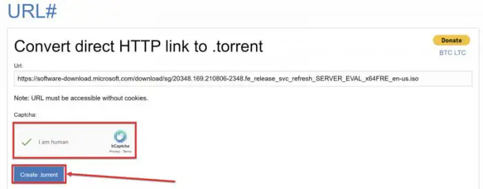 Create torrent