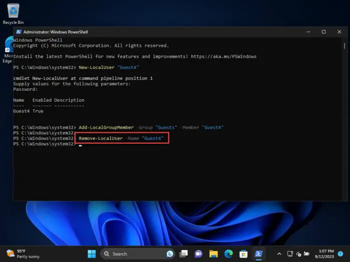 Delete Guest account from PowerShell