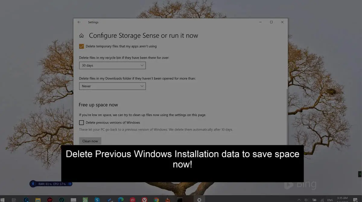 Delete previous Windows installation