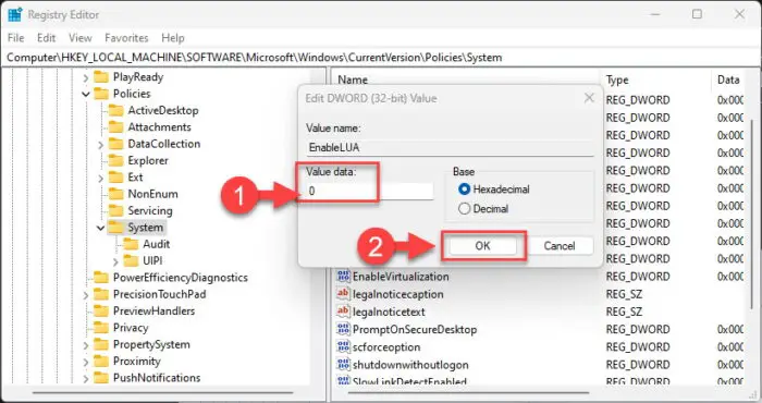 Disable UAC from Windows Registry