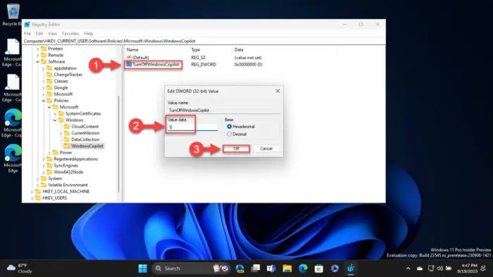 Disable Windows Copilot from Windows Registry