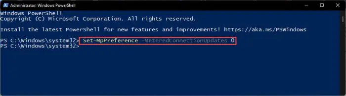 Disable Windows Security to update using PowerShell