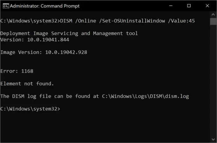 DISM Error 1168