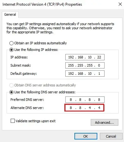 dns 2 set