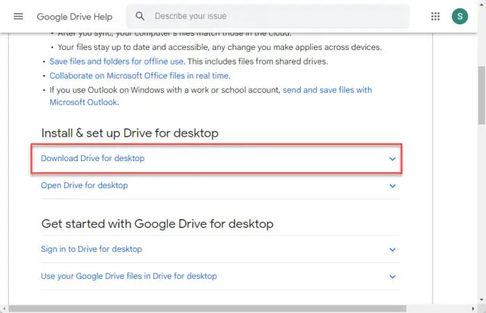 Download Drive for desktop
