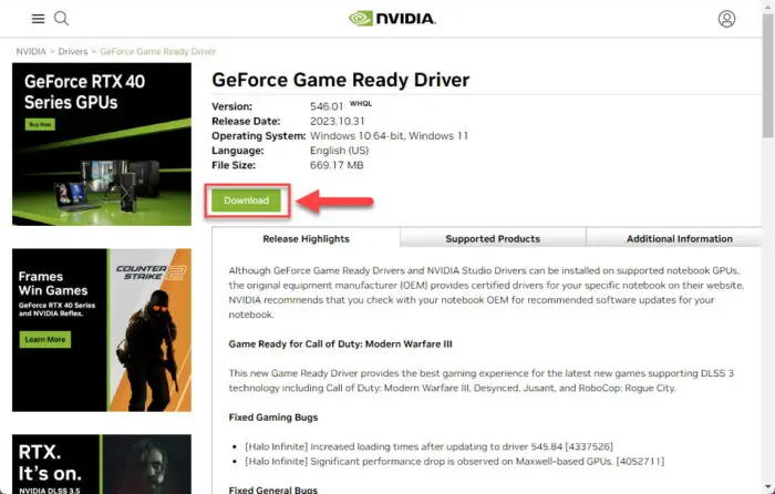 Download Nvidia Game Ready 546 01 graphics driver
