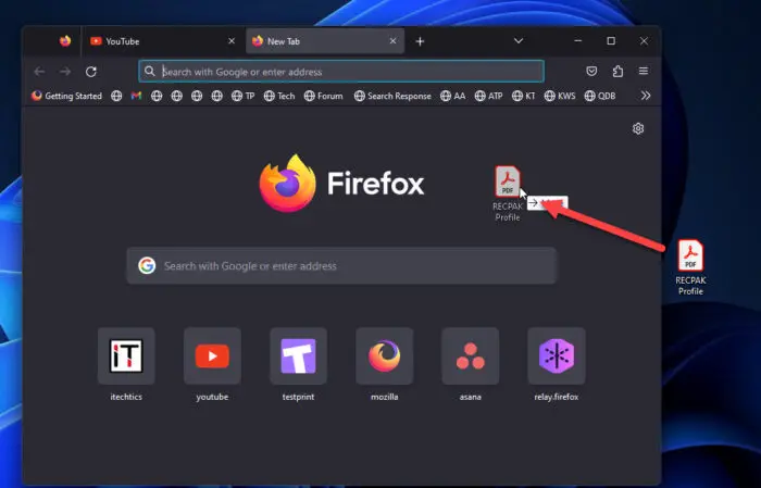 Drag and drop file into Firefox