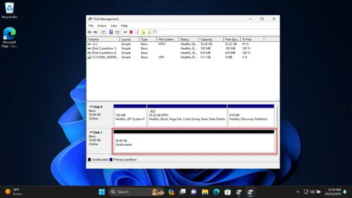 Drive partition successfully deleted using the Disk Management console