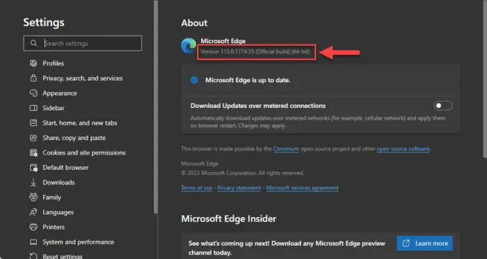 Edge updated to version 113