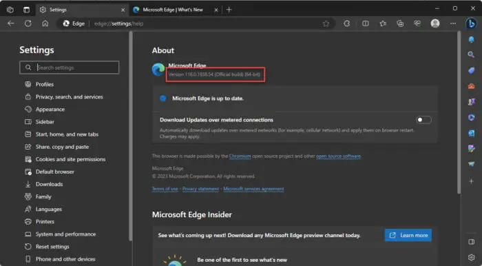 Edge updated to version 116