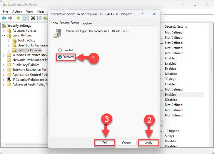 Enable the CTRL ALT DEL Secure Sign In screen